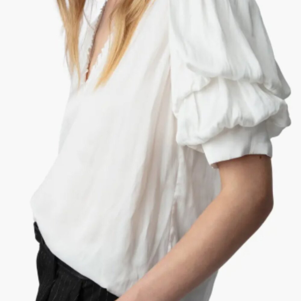 NWT ZADIG & VOLTAIRE TASTE SATIN BLOUSE | LARGE - Picture 4 of 10
